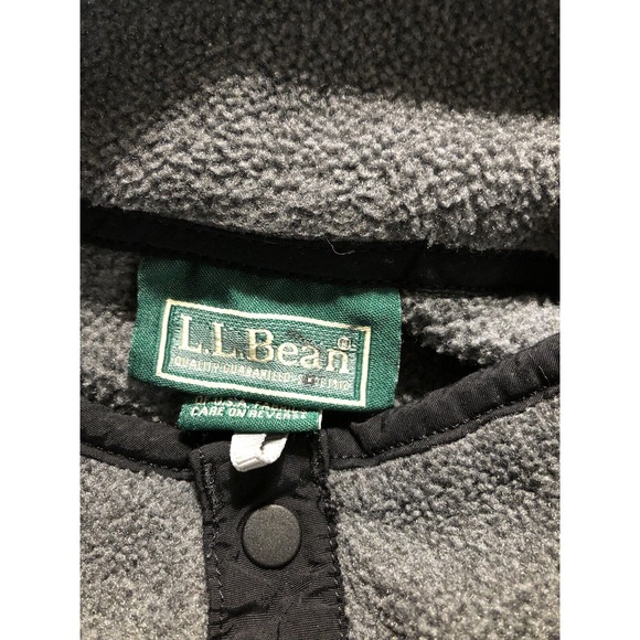 L.L. Bean Jacket Men Large Gray 1/4 Snap Trail Fleece Hunt Fish Camp Hiking Pack - Picture 10 of 10